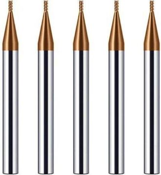 OEM 50 Fresas De Carburo De 1 Mm, 4 Filos De Corte, Para Mecanizado Cnc, Recubrimiento De Ticn Dorado, Fresa Vhm De 1 Mm Para Acero, Metal, Madera, Acr&iacute;li