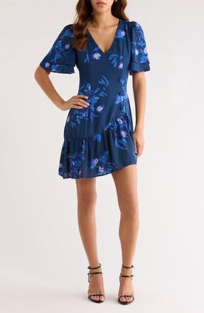 Sugarlips Niva Floral Rivane Minidress in Navy-Blues at Nordstrom, Size X-Small