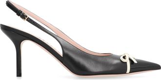 Valentino Garavani Womens Leather Slingback Pumps Black-Ivory Calf Black/ivory