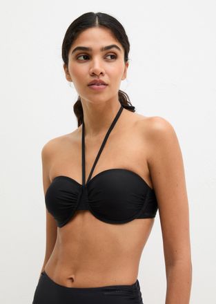 Marc O'Polo Bandeau-Bikini-Top MARC OPOLO Abstract Floral AOP, Damen, Gr. 70, Cup B, schwarz, Obermaterial: 84% Polyamid, 16% Elasthan, Bikini-Oberteile Bandeau-B