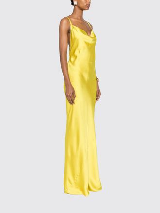 Norma Kamali Long Satin Evening Gown with Draped Neckline