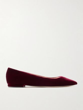 Gianvito Rossi Ballerine A Punta In Velluto - Bordeaux