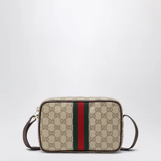 Gucci GG mini bag with Web stripe in beige coated fabric