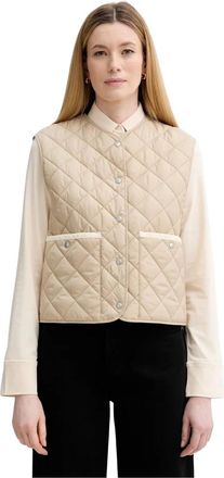 Marc O'Polo Regular Collarless Quilted Vest - Dames - Bodywarmers - Beige - 2XS - Polyester - Jassen