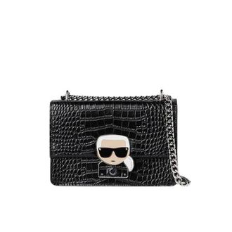 Karl Lagerfeld Black Croc Crossbody Bag