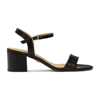 Kazar Schoenen, Dames, Zwart, 39 EU, Leer, Sandalen van geperst leer op een brede paal