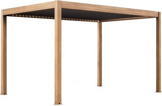 Oviala P&eacute;rgola bioclim&aacute;tica autoportante y motorizada 3x4m, madera gris