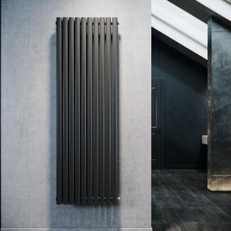 Sonni Sonni - Radiador De Vertical Ovalado Antracita Radiador Centro Conexi&oacute;n Doble Capa 1800x593mm