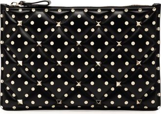 Valentino Pre-owned Valentino Leather Polka Dot Rockstud Clutch TV-QQ71VEV1