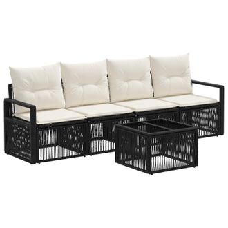 vidaXL Conjunto De Sof&aacute;s De Jard&iacute;n 5 Pcs Negro Rat&aacute;n Sint&eacute;tico Vidaxl
