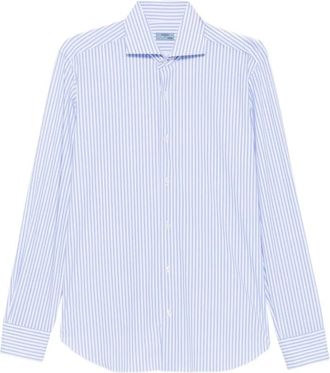 Barba I Stripe Shirt - Heren - Zakelijke Overhemden - Blauw - XL - Katoen - Overhemden