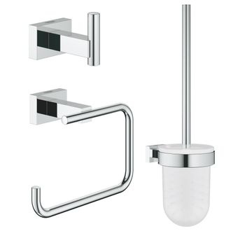 GROHE Juego De Accesorios Essentials Cube 3 En 1 Con Percha + Dispensador De Papel + Escobilla De Ba&ntilde;o (40757001) - Grohe