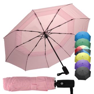 Zeno Travel Umbrella Compact - Small Umbrella for Backpack & Purse, Portable Automatic Umbrellas for Rain, Windproof, Reinforced Fiberglass Ribs, Water-Rep