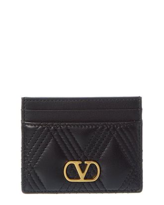 Valentino Vlogo Signature Quilted Leather Card Case