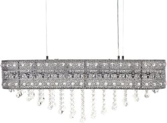 Beliani Beliani - Elegant Chandelier Iron with Crystals Chrome Finish Lighting Living Room Dining Room Silver Belelle