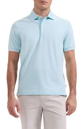 Bugatchi Performance Tipped Polo in Aqua at Nordstrom, Size Xxx-Large