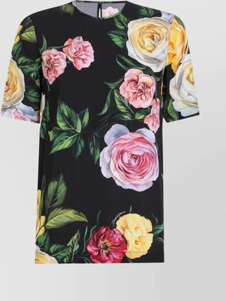 Dolce & Gabbana charmeuse blouse with peony and rose print