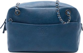 Chanel Borsa a spalla CC in pelle Caviar 2016-2017 - Blu