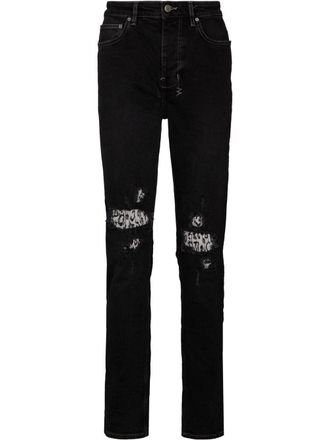 Ksubi Jeans slim Chitch Leopard Patch con effetto vissuto - Nero