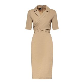 Pinko Midi Dresses, female, Beige, Size: XL Allyson Abito Lino Stretch