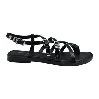 Michael Kors Schoenen, Dames, Zwart, 38 EU, Leer, Darrington Sandalen van gebarsten leer