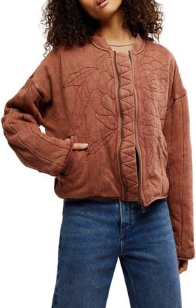 Free People Rose Front Zip Jacket in Cinnamon Stick at Nordstrom, Size X-Large