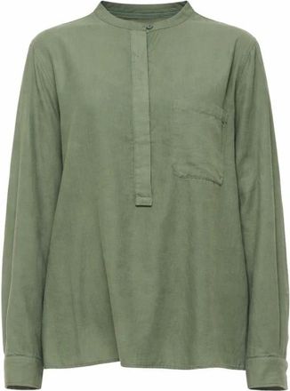 Pomandere Blouses, female, Green, M, Silk-Cotton Poplin Shirt