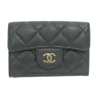 Chanel Pre-owned Wallets, female, Black, Size: ONE SIZE Pre-owned Caviar Skin Matelasse Classic Small Wallet