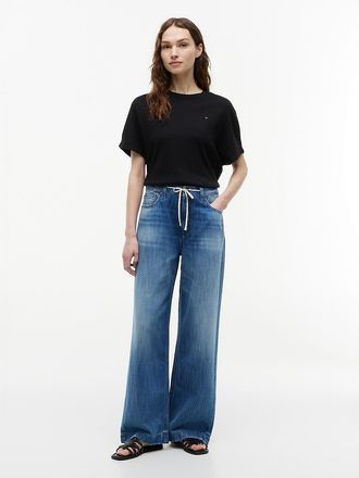Tommy Hilfiger Womens Pull-On Wide Leg Jean - Dark Wash - 10