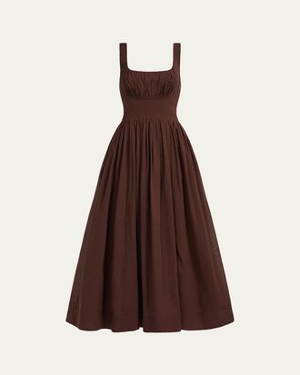 Aje Sunny Gathered Poplin Maxi Dress