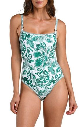 La Blanca Botanical Brocade One-Piece Swimsuit in Jungle at Nordstrom, Size 14