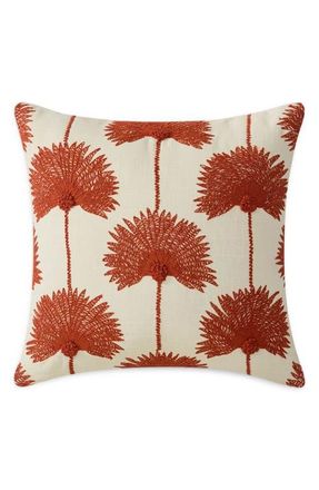 Sunday Citizen Palm Leaf Embroidered Throw Pillow in Sienna /Off White at Nordstrom