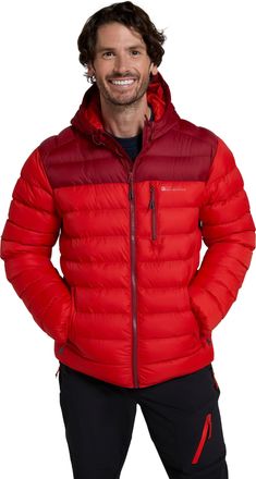 Mountain Warehouse Link Mens Padded Jacket - Showerproof, Lightweight & Warm Puffer Coat with Lots Of Pocket - Ideal For Cold & Wet Weather Red XXS