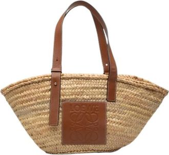 Loewe Pre-owned Raffia Tote Bag - Dames - Vintage Shopper - Beige - ONE Size - Leer - Vintage