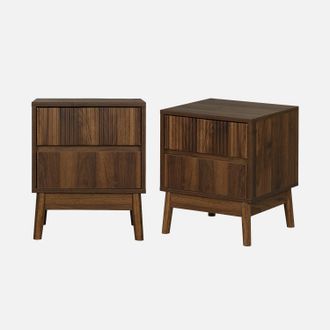 Sweeek Mesita De Noche De 2 Cajones Con Efecto Madera, Set De 2