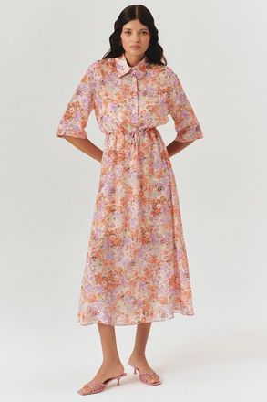 Exquise Maliyah Midi Dress in Orange Patterned at Nordstrom, Size Medium