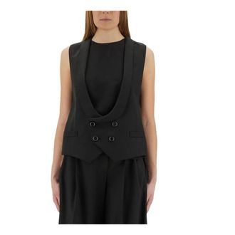 Moschino Gilet Tela di Lana - female - Moschino - Waistcoats - Black - M - Jackets