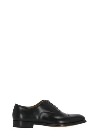 Doucal's Black Smooth Leather Lace-Up Shoes