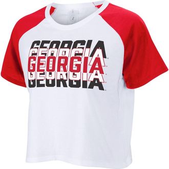 ZooZatZ Womens ZooZatz White Georgia Bulldogs Colorblock Repeat Raglan Cropped T-Shirt at Nordstrom, Size Small