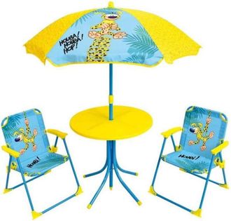 Les Tendances Les Tendances - Marsupilami Salon De Jard&iacute;n Para Ni&ntilde;os Que Incluye 1 Mesa, 2 Sillas Plegables Y 1 Paraguas