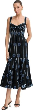 Charo Ruiz Ibiza Naia Midi Jurk - Dames - Casual kleedjes - Zwart - S - Katoen - Kleedjes