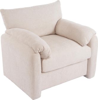 STILVORA Sill&oacute;n Grande 1 Plaza Con Cojines En Reposabrazos Confort, Asiento Ergon&oacute;mico, Estructura Madera Y Metal En Chenilla Beige
