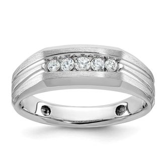 Diamond2Deal 14k White Gold Lab Grown Diamond 5-Stone Band Ring 1/4Ct Clarity- VS Color- G-H