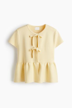 H&M Gestricktes Top mit Bindedetail - Hellgelb