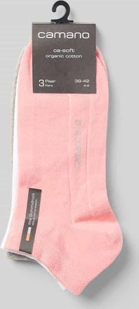 Camano Sneakersocken mit Label-Detail im 3er-Pack in Pink, Gr&ouml;&szlig;e 35-38