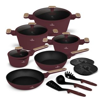 Berlinger Haus Berlinger Haus Juego De Cocina 15 Piezas - Aluminio Forjado Antiadherente Titanpro, Inducci&oacute;n Turbo, Apto Para Todas Las Cocinas, Mango Ergon&oacute;mico, Co