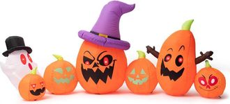 OEM Calabaza Hinchable De Halloween De 2,4 M Con Sombrero De Bruja Y Fantasma Led: Decoraci&oacute;n Para Uso Interior Y Exterior