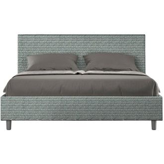 ITYhome Letto Matrimoniale rivestito in Tessuto Aragona - adele - Dimensione Rete: 160x190 - Colore: Azzurro - Tipologia Letto: Senza Rete