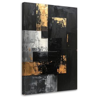 Feeby Cuadro Sobre Lienzo Abstracci&oacute;n Moderna En Negro Y Dorado Estilo Glamuroso 70x100