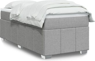 vidaXL Cama Box Spring Con Colch&oacute;n Tela Gris Claro 80x200 Cm Vidaxl